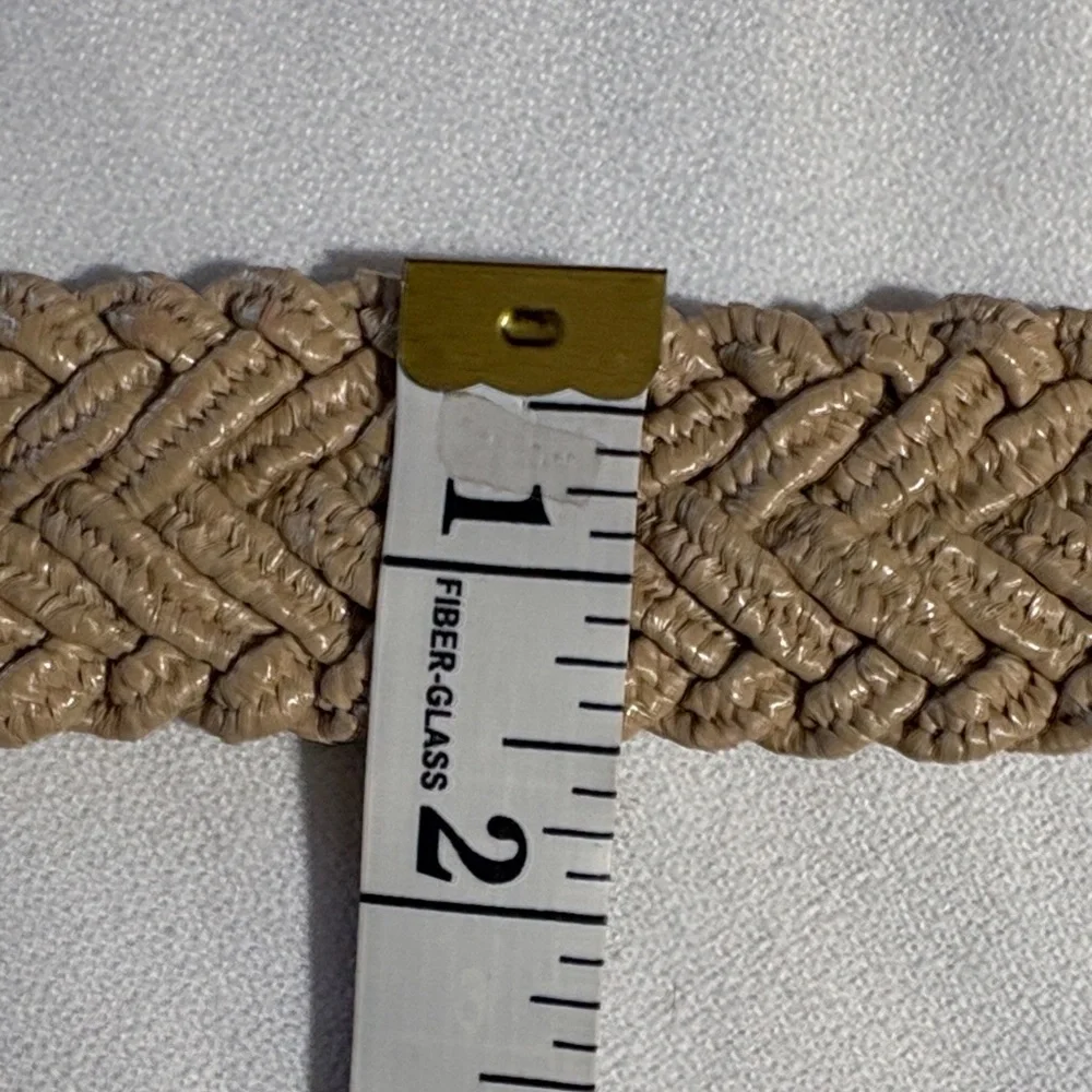 Braided Tan Belt with Brown Leather Accent